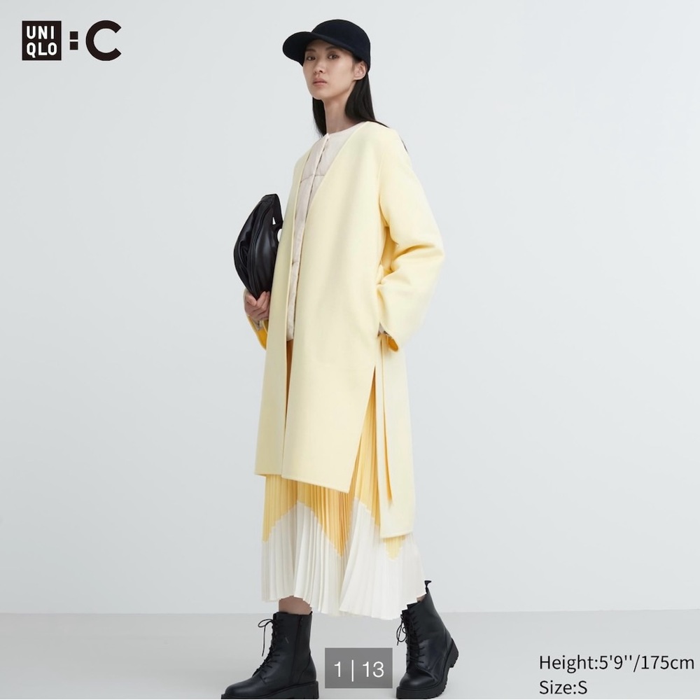 UNIGLO: C  Double Face Wrap Coat -Voluminous Wide & Long Sleeves, Size Small